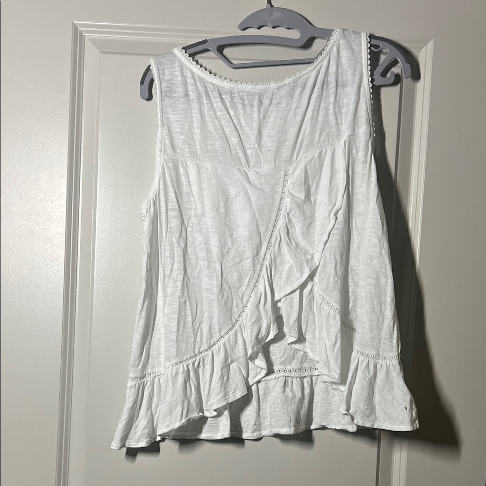 LOFT White Ruffle Hem Tank Top - Picture 3 of 5